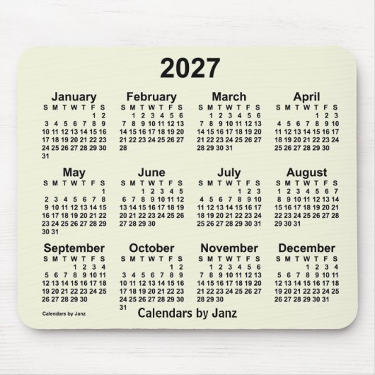 2027 Beige Calendar by Janz Mouse pad マウスパッド (正面)
