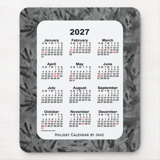 2027 Black Art Holiday Calendar by Janz マウスパッド (正面)