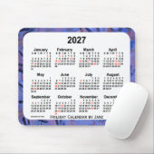 2027 Blue Holiday Art Calendar by Janz Mouse pad マウスパッド (マウス)
