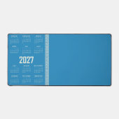 2027 Calendar, Greek Fret, Cosmic Latte on Blue デスクマット (正面)