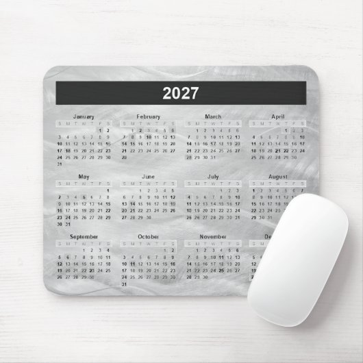 2027 Calendar Wavy Brushed Steel Abstract マウスパッド (マウス)