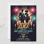 2027 Glamorous New Year's Eve Party Fireworks 招待状 (正面)