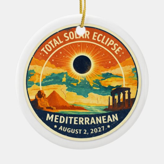 2027 Mediterranean Solar Eclipse セラミックオーナメント (正面)