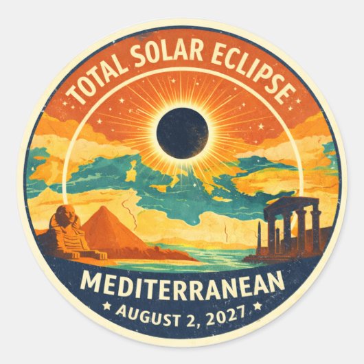 2027 Mediterranean Solar Eclipse ラウンドシール (正面)
