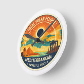 2027 Mediterranean Solar Eclipse ラウンド壁時計 (傾斜)