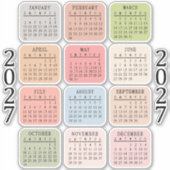 2027 Micro Calendar Pastel Color Bujo Planner  シール (正面)