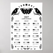 2027 Moth Crow Celestial Lunar Moon Calendar ポスター (正面)