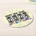 2027 Odometer New Years Party ラウンドペーパーコースター<br><div class="desc">* HAPPY NEW YEAR 2027! * Fun party hats and confetti to celebrate the New Year. * Dimensions: 4" x 4" * Sold as sets of 6 * Tough, durable, and absorbent – perfect for New Years parties * Several shapes to choose from. * You can personalize by changing the...</div>