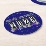 2027 Odometer New Years Party ラウンドペーパーコースター<br><div class="desc">* HAPPY NEW YEAR 2027! * Fun party hats and confetti to celebrate the New Year. * Dimensions: 4" x 4" * Sold as sets of 6 * Tough, durable, and absorbent – perfect for New Years parties * Several shapes to choose from. * You can personalize by changing the...</div>
