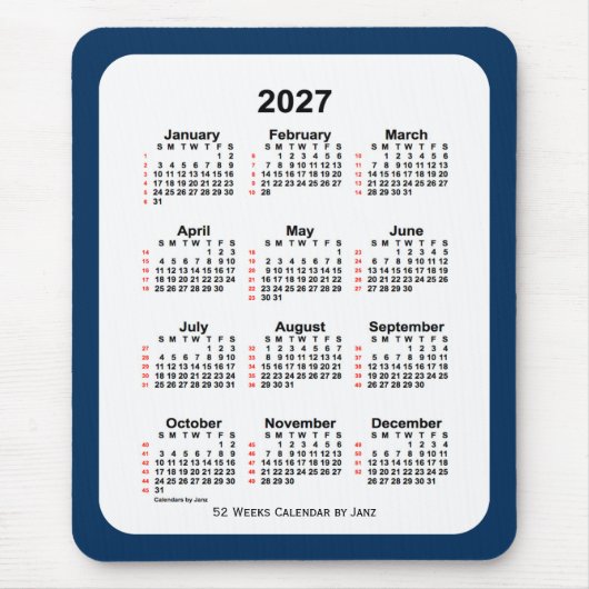 2027 Police Box Blue 52週カレンダー(Janz) マウスパッド (正面)