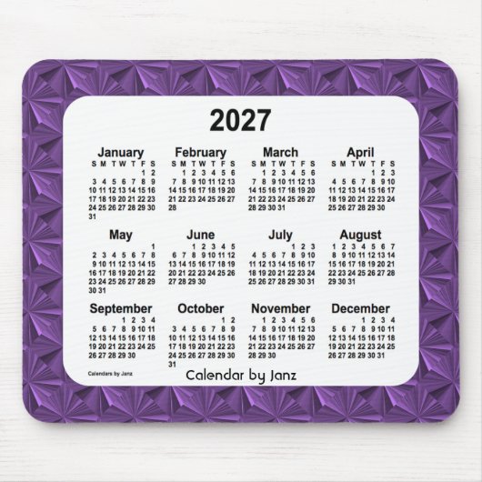 2027 Purple Diamonds Calendar by Janz Mouse pad マウスパッド (正面)