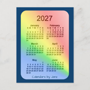 2027 Rainbow Blue 6ヶ月ミニカレンダーby Janz ポストカード