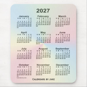 2027 Rainbow Cloud Calendar by Janz マウスパッド