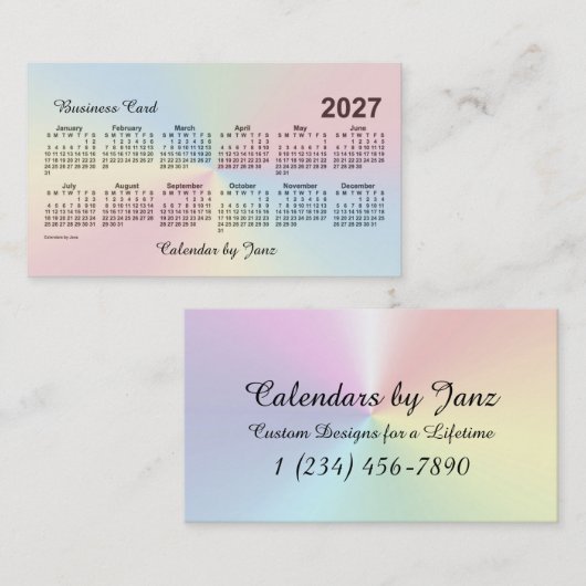 2027 Rainbow Cloud Calendar by Janz 名刺 (正面/裏面)