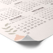 2027 Scandinavian Calendar Boho Aesthetic Beige ポスター (角)