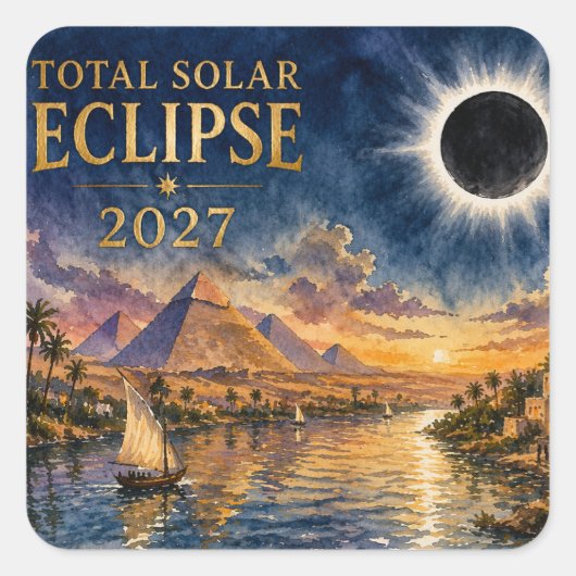 2027 Total Solar Eclipse Egypt スクエアシール (正面)