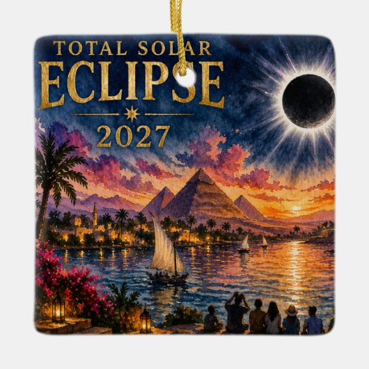 2027 Total Solar Eclipse Egypt セラミックオーナメント (正面)