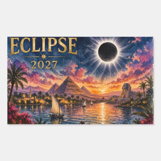 2027 Total Solar Eclipse Egypt 長方形シール (正面)