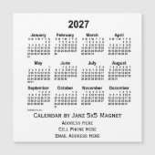 2027 White Business Calendar by Janz 5x5マグネット (正面)