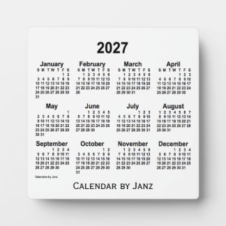 2027 White Desk Calendar by Janz フォトプラーク