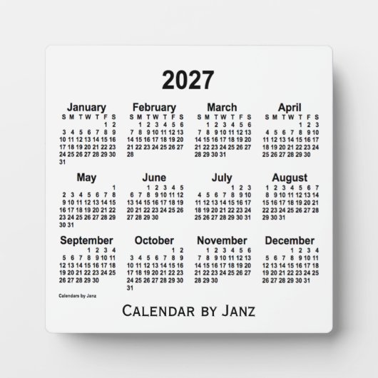 2027 White Desk Calendar by Janz フォトプラーク (正面)