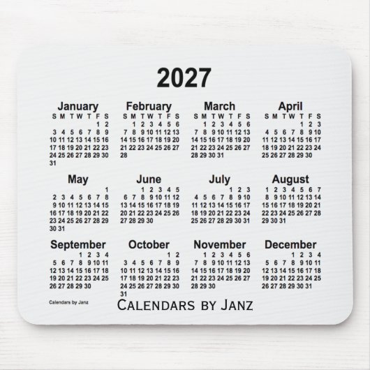 2027 White Smoke Calendar by Janz Mouse pad マウスパッド (正面)