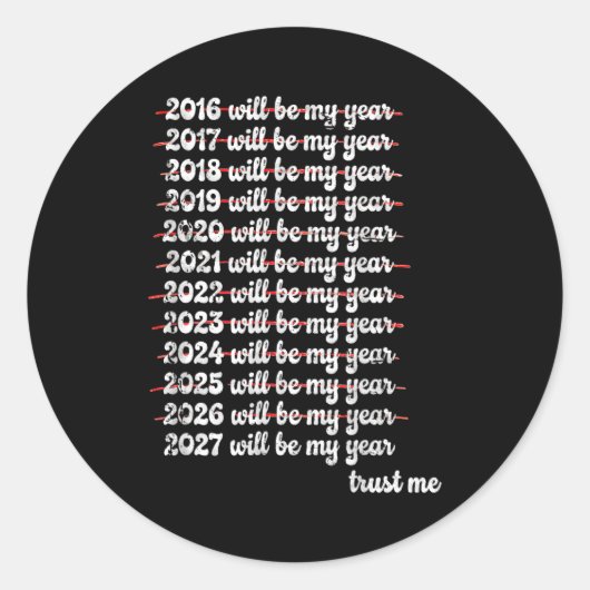 2027 Will Be My Year Procrastination New Year Reso ラウンドシール (正面)