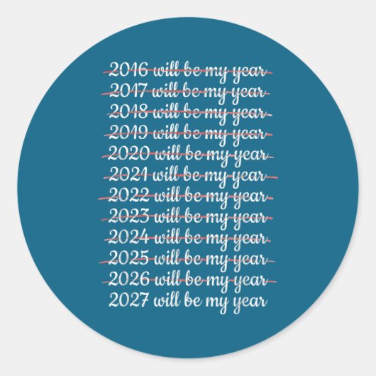 2027 Will Be My Year Procrastination New Year Reso ラウンドシール (正面)