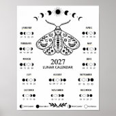 2027 Witchcraft Moth Celestial Lunar Moon Calendar ポスター (正面)