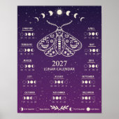 2027 Witchcraft Moth Celestial Lunar Moon Calendar ポスター (正面)