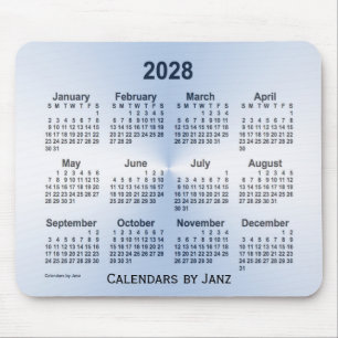 2028うるう年の白いカレンダーby Janz Mouse pad マウスパッド