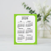 2028イエローグリーン6ヶ月ミニカレンダーby Janz ポストカード (スタンド正面)