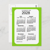 2028イエローグリーン6ヶ月ミニカレンダーby Janz ポストカード (正面/裏面)