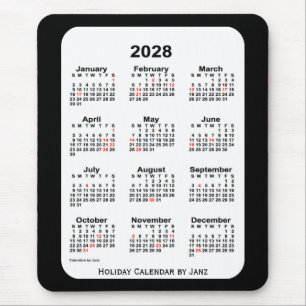 2028ホリデーツートーンブラックカレンダーバイジャンツ マウスパッド