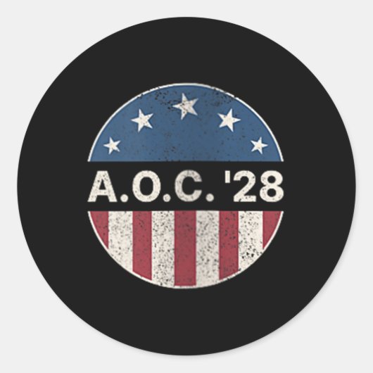 2028年アメリカ大統領の女性Aoc 2028 A.o.C. ラウンドシール (正面)