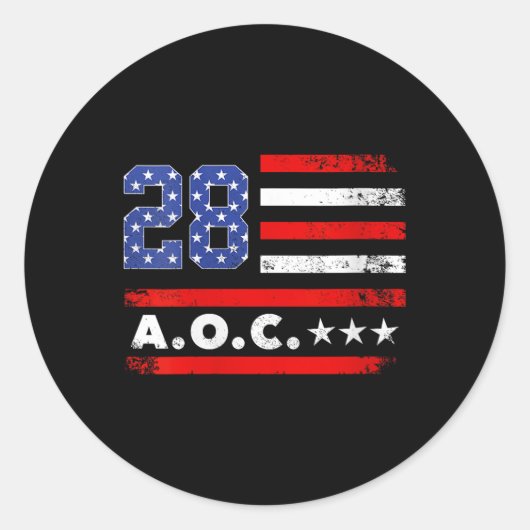 2028年アメリカ大統領の女性Aoc 2028 A.o.C. ラウンドシール (正面)