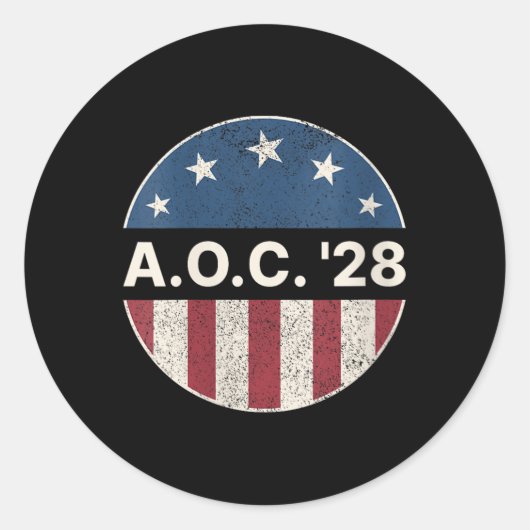 2028年アメリカ大統領の女性Aoc 2028 A.o.C. ラウンドシール (正面)