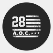 2028年アメリカ大統領の女性Aoc 2028 A.o.C. ラウンドシール (正面)