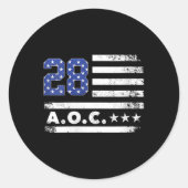 2028年アメリカ大統領の女性Aoc 2028 A.o.C. ラウンドシール (正面)