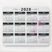 2028年カレンダー 蝶々とウッド マウスパッド (正面)