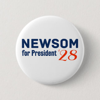 2028年ガビン・ニューサム大統領 白ボタン 缶バッジ