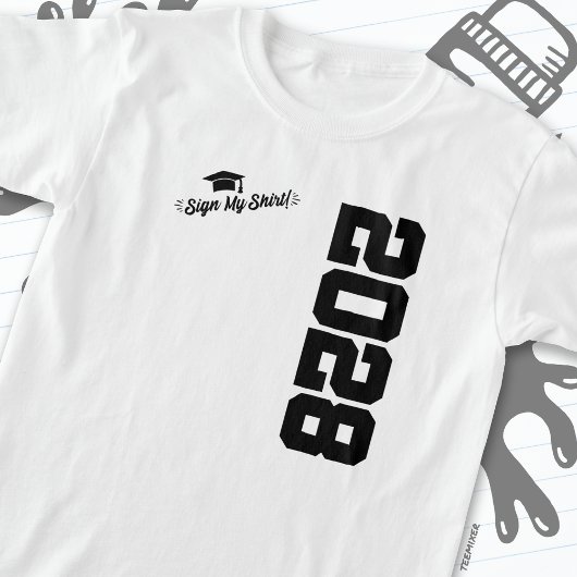 2028年クラス卒業サイン私のシャツ上級2028 Tシャツ