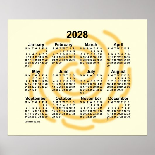 2028年サンシャインデイズカレンダー by Janz Poster ポスター (正面)