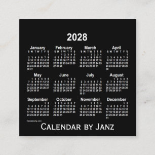 2028年ネオンホワイトカレンダーバイジャンツ スクエア名刺