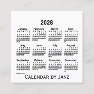 2028年ホワイトカレンダー(Janz Square名刺) スクエア名刺