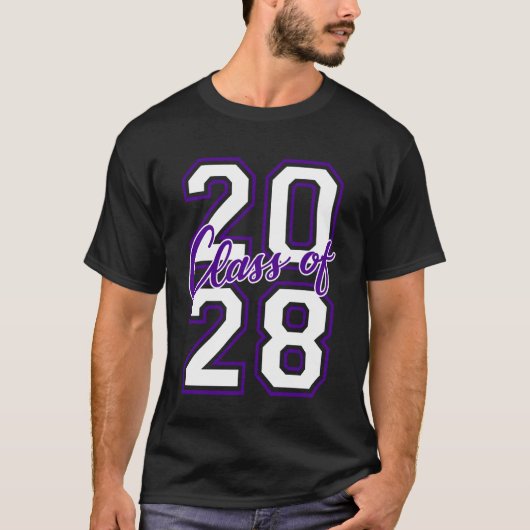 2028年卒業式・大学白紫スタック Tシャツ (正面)
