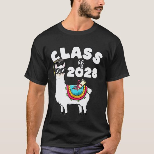 2028年卒業 リャマ 4年生の最初の日 Tシャツ (正面)