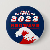 2028年大統領選挙レッドウェーブ 缶バッジ (正面)