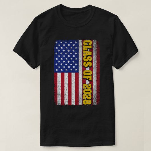 2028年米国州旗の卒業式クラス Tシャツ (デザイン正面)