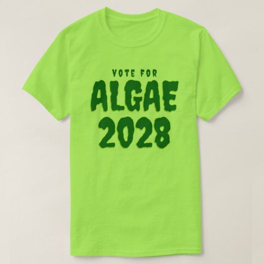 2028年藻類に投票しよう 緑 Tシャツ (デザイン正面)